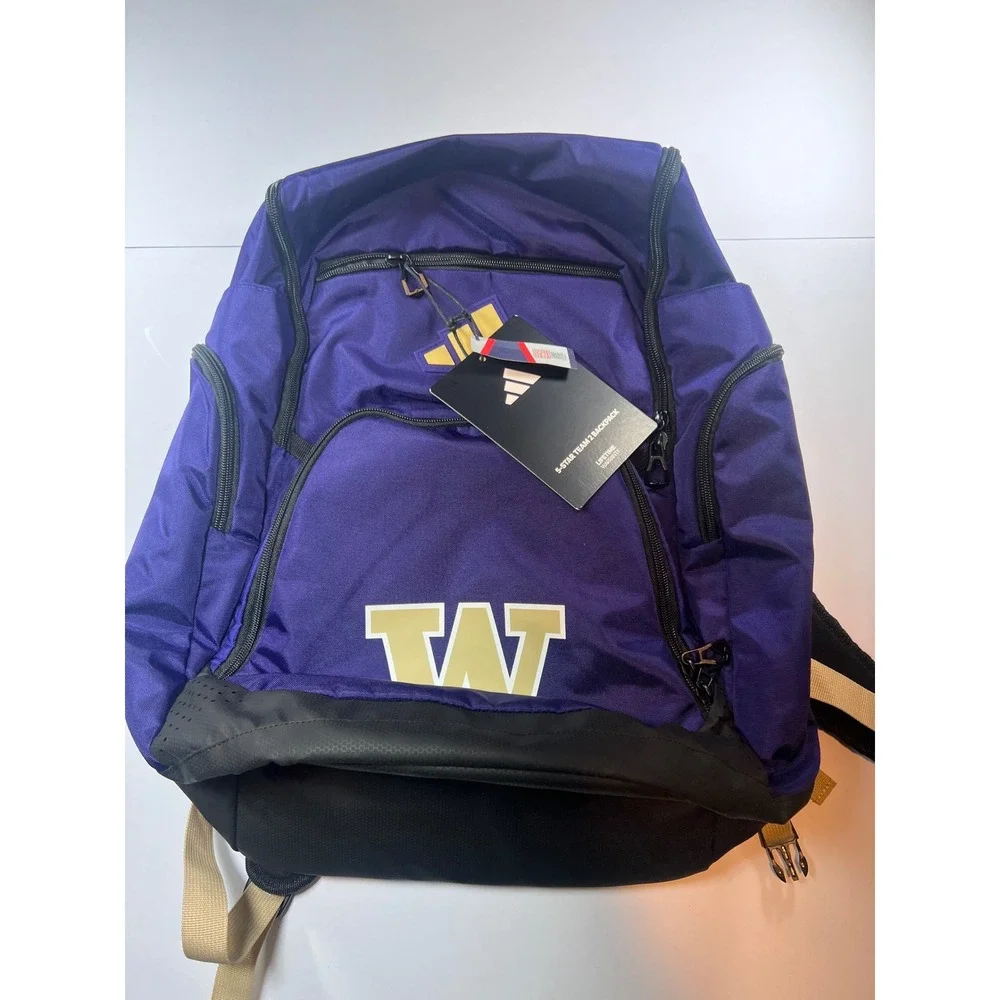 Adidas Backpack Unisex OS Purple Washington Huskies 5-Star Team 2 NCAA Bag
